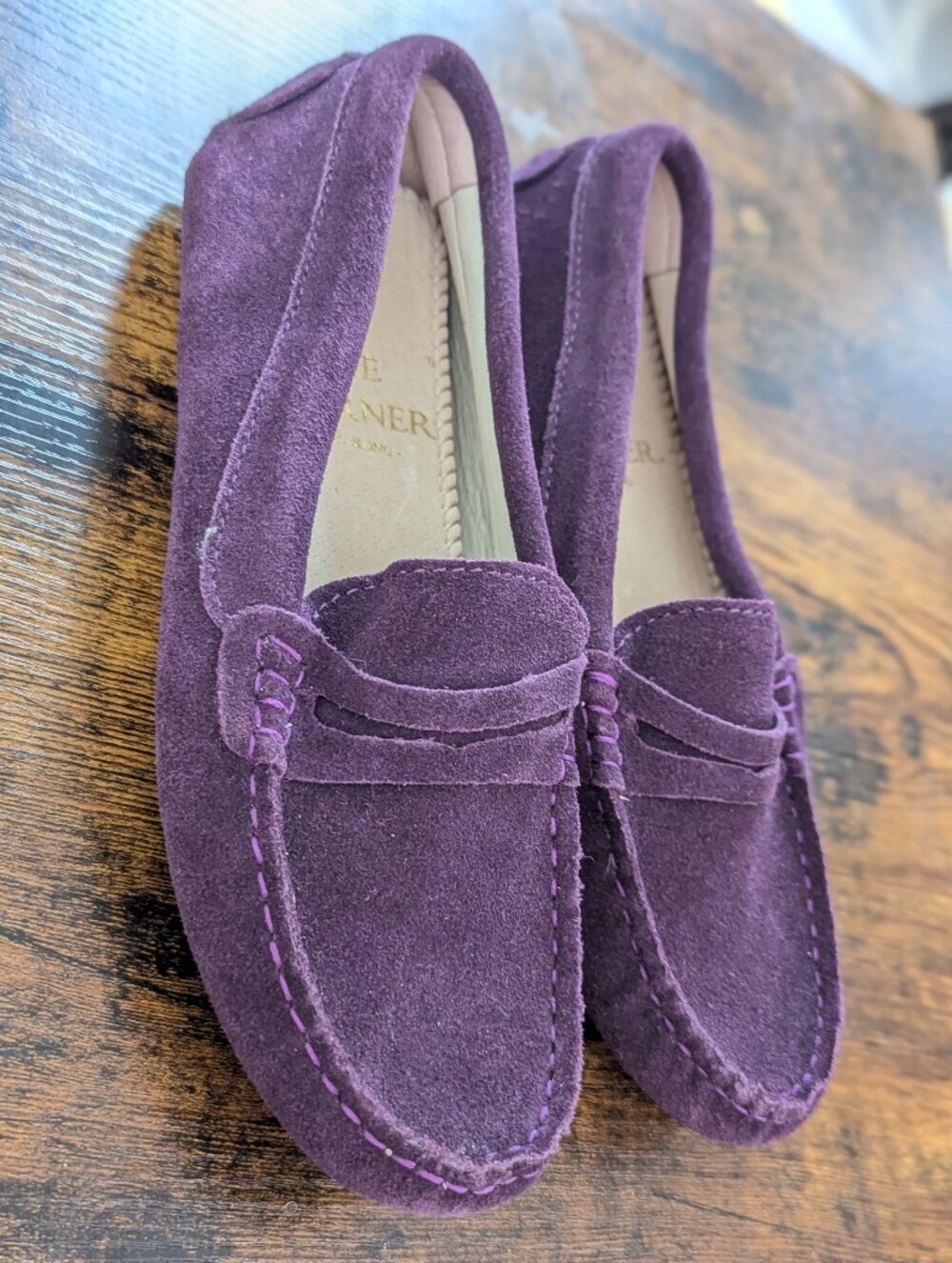 THE KORNER Gommino Driving Shoes Wmns 8 Purple Suede Slip On  Loafers